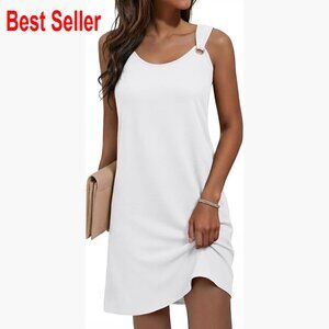 Sleeveless V-Neck Summer Dress with Pockets, 100% Polyester